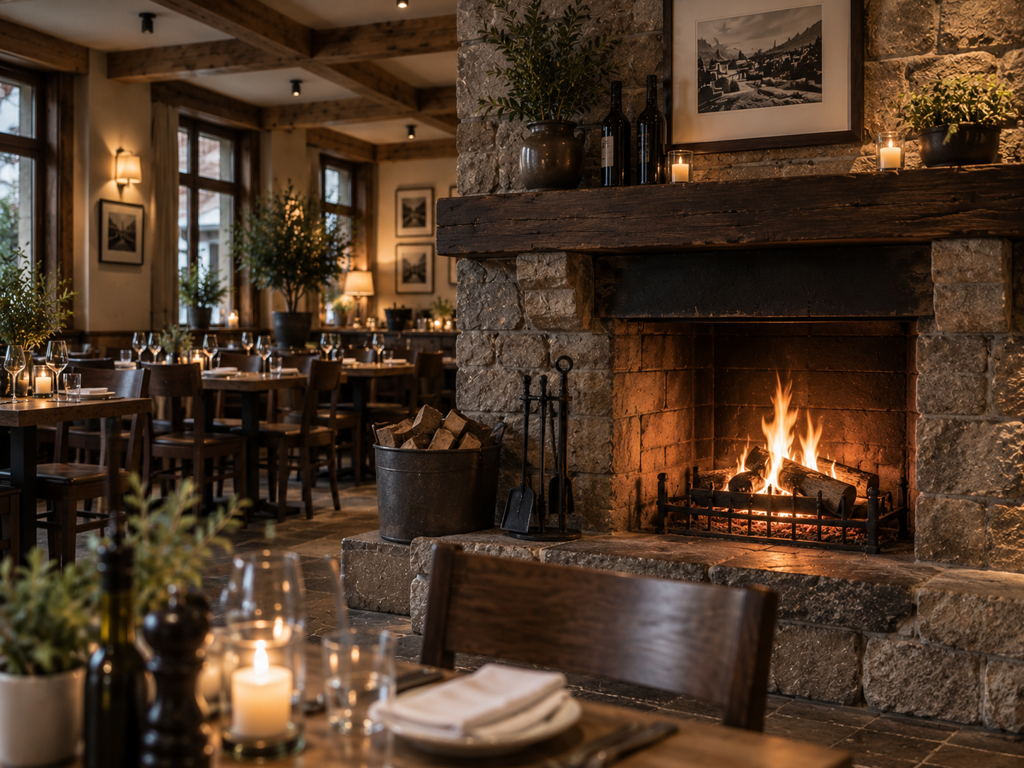 Offenes Feuer im Restaurant Zum Stein
